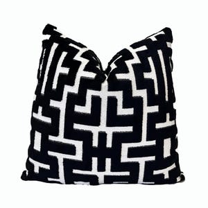 Black Myriad Velvet Throw Pillow Cover | Black White Graphic Cushion Cover