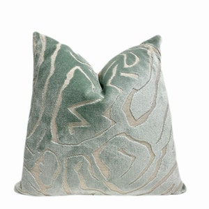 Sage Abstract Velvet Throw Pillow Cover | Sage Green Pillow | Custom Sizes