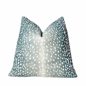 Vern Yip Aqua Antelope Throw Pillow Cover |  Aqua Linen Antelope Decorative Pillow Cover | 18x18| 20x20 | 22x22 |  Shams | Lumbar
