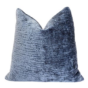 Wedgewood Blue Solid Chenille Throw Pillow Cover | Blue Pillow Cover | Blue Decorative Pillowcase | 20x20" | 22x22" | Lumbar | Sham