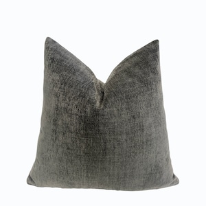Modern Graphite Gray Velvet Pillow Cover, Zippered Throw Sham