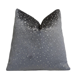 Graphite Dapple Velvet Throw Pillow Cover | Designer Dark Gray Animal Print Pillow Cover | Custom Sizes | Lumbar | 18x18 | 20x20 | 24x24&quot;