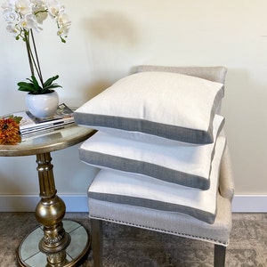 Off White With Slate Gray Velvet Box Throw Pillow Modern Velvet Box ...