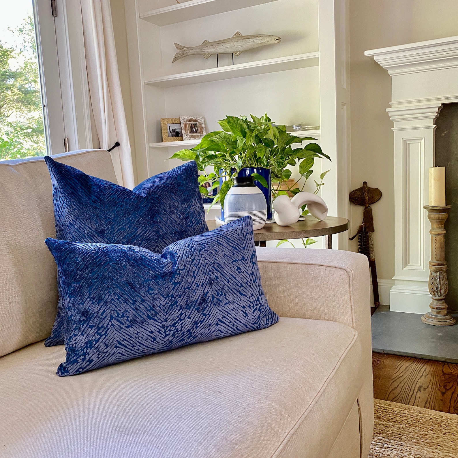 Blue Velvet Animal Print Throw Pillow Cover Modern Animal Etsy