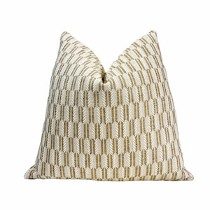 Gold and Cream Textured Throw Pillow Cover |  Chevron Decorative Pillow Cover | Custom Sizes