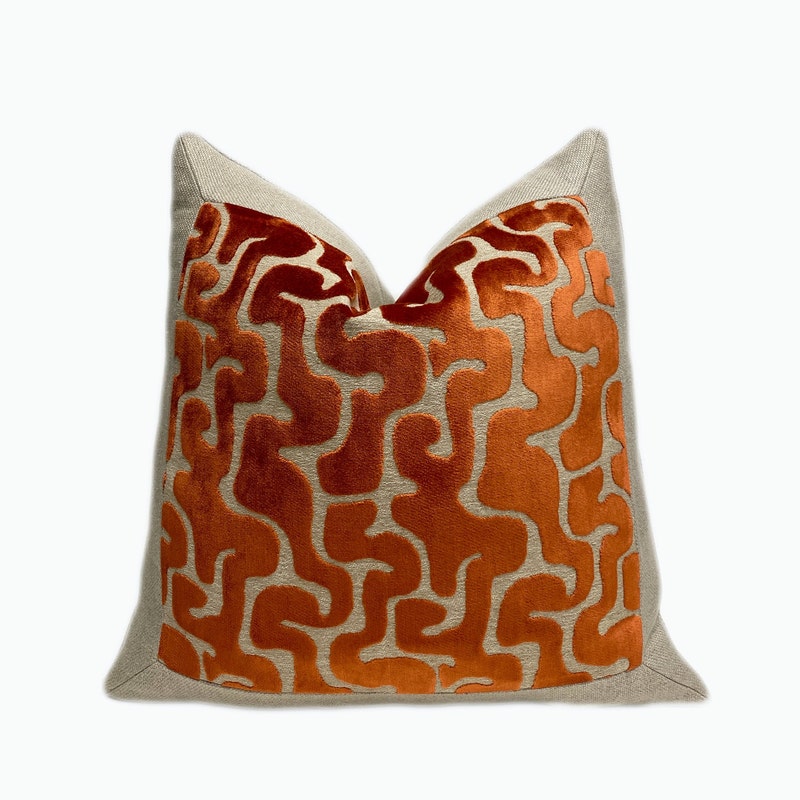 Orange Linen Pillow - Etsy