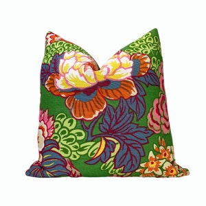 Thibaut Honshu Green Floral Throw Pillow Cover | Green Pink Floral Designer Pillow Cover | 18x18| 20x20 | 22x22 |  Lumbar Pillow