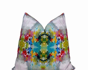 Fuchsia Multi Kaleidoscope Throw Pillow Cover | Pink Blue Multi Decorative Pillow Cover | 18x18| 20x20 | 22x22 |  Shams | Couch Pillow