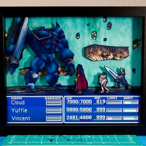 Final Fantasy VII Boss Battle - 3D Shadow Box for Gamers | Handmade Wall Art | Unique Gaming Gift | Retro Video Game Decor