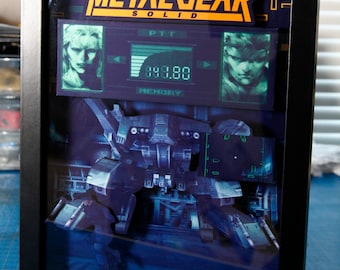 Caja de sombras de Metal Gear Solid / Arte mural 3D para videojuegos hecho a mano