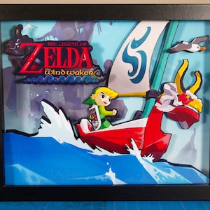 Legend of Zelda, Windwaker, 3D shadow box, video game decor, gaming art, collector's item