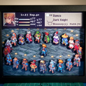 Final Fantasy Tactics 3D Shadow Box •  Handmade Diorama • Handmade Gift • Video game Art • Video game Gifts