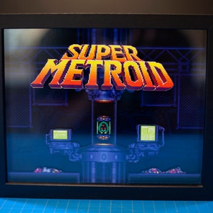 Super Metroid Title Screen Videogame Shadowbox