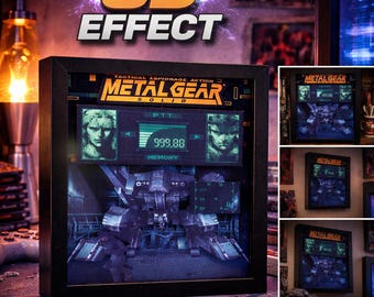 Metal Gear Solid 3D Shadow Box – Handmade Gamer Wall Art, Snake Diorama, Video Game Decor, Gift for Gamers