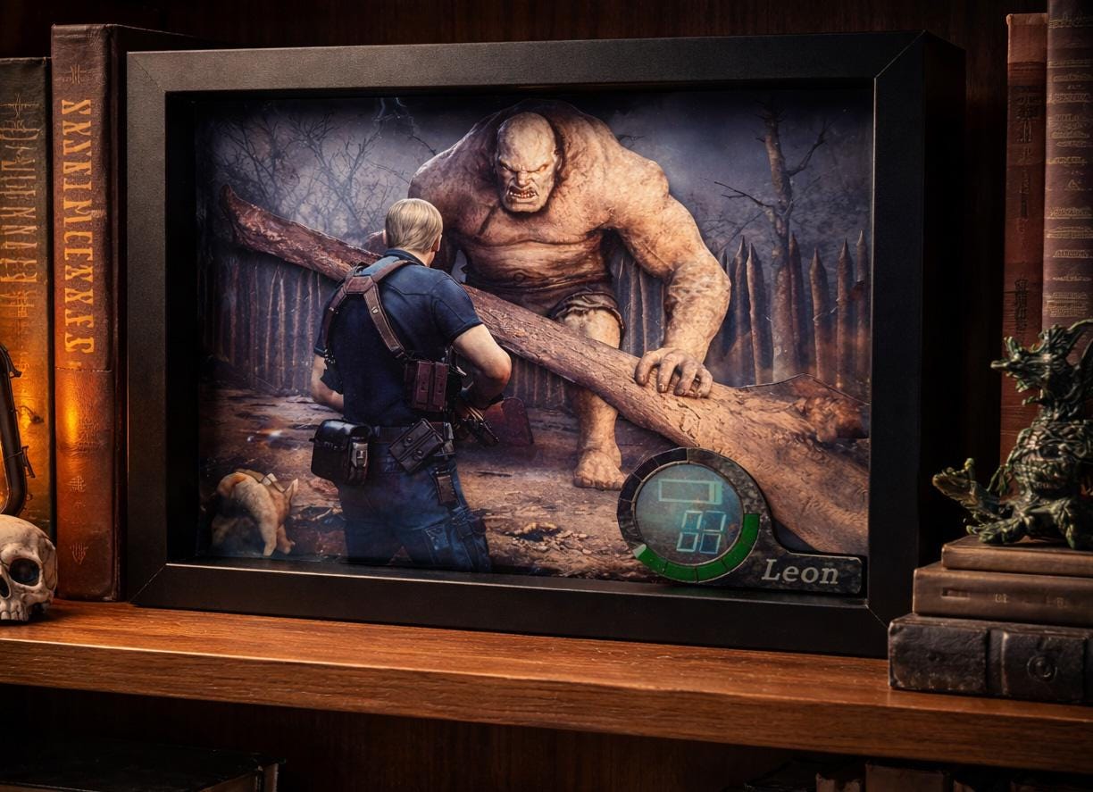 Resident Evil 4 3D Shadow Box | Leon Kennedy Horror Game Wall Art