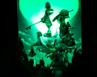 Kingdom Hearts 3D Shadowbox Diorama- Illuminated Framed wall art
