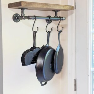 Pipe Rack For Skillet Rack Rustic Laundry Room Shelf With Towel Bar, Industrial Pipe Shelving - Etsy