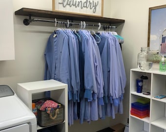 Custom Rustic Open Shelving - Heavy-Duty Floating Shelf for Kitchen, Bathroom, Laundry Room Storage