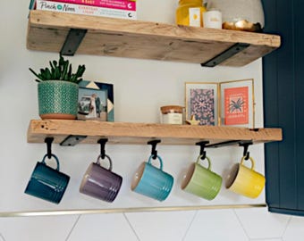 Rustic Wood Floating Shelf: Heavy Duty Steel hidden Brackets, Made to Order