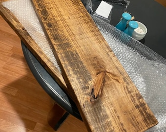 Rustic Pine Floating Shelf: Farmhouse Decor (No Brackets)