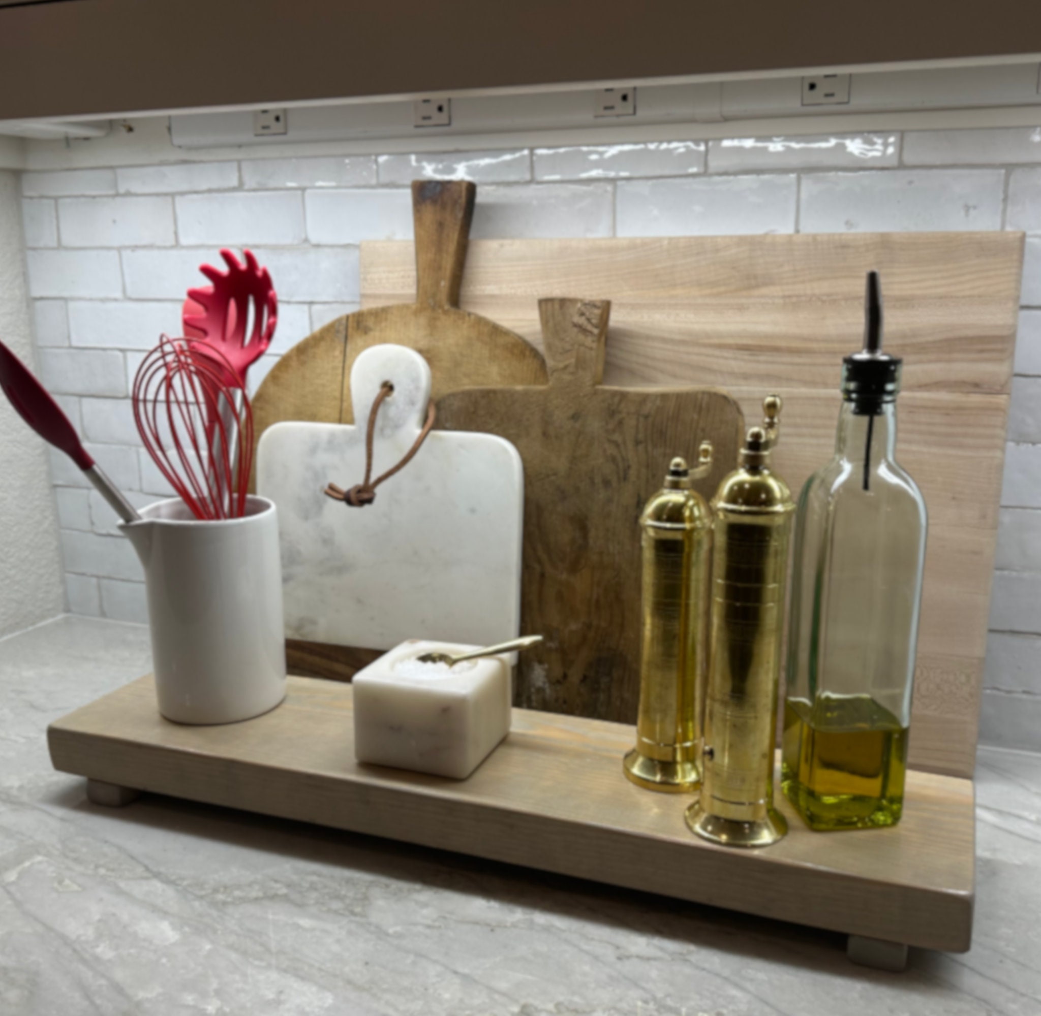 Wood Risers for Decor Display, Bathroom Counter Sink Decor, Dish