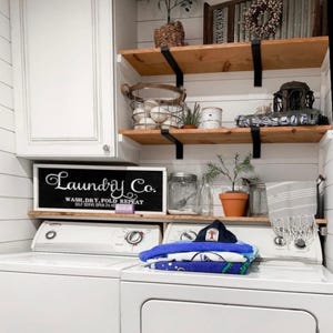 Modern Farmhouse Shelf. Heavy Duty L Shaped Flat Iron Bracket, Rustic Wood Shelf, Farmhouse Kitchen, Laundry Room, Kitchen, Apartment Decor