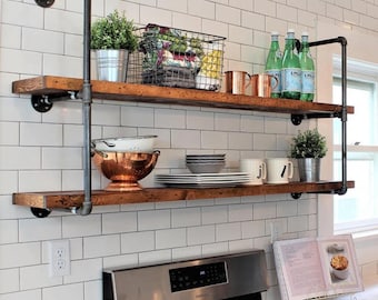 Robust and Secure Wall Shelving Unit, Kitchen, Liquor, or Bookcase rustic planks. Plant Display