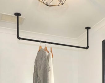 Heavy Duty Gun Metal Gray Laundry Room Drying Rack, Overhead Towel Rack