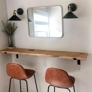 Handmade Rustic Apartment Bar: Wall Mounted Narrow Desk with L Brackets