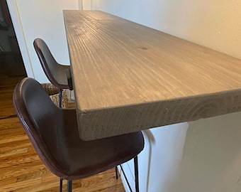 Rustic Wood Floating Shelf: Heavy-Duty Low Profile Braces, Narrow Eating Table