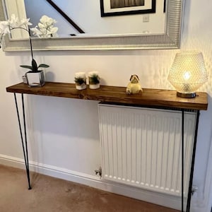 Narrow Console Table Cover Radiator, Entryway Console Table, Narrow Console Wall Mounted Shelf, Foyer Table with Hairpin Legs, 7.25" depth