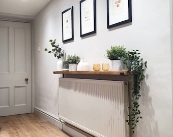 Rustic Pine Radiator Cover - Entryway Console Table with L Brackets