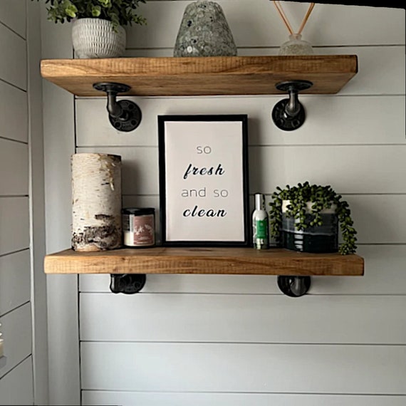 Rustic Ledges Farmhouse Shelf. Solid Wood Kitchen Bathroom Open