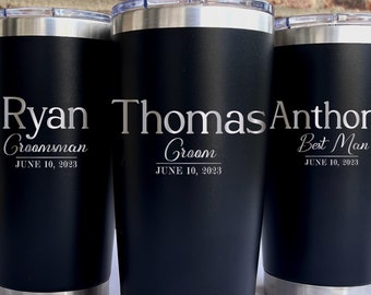 Personalized Groomsmen Engraved 20oz Stainless Steel Tumbler - Groom, Groomsman, Best Man, Father & Ring Bearer Gift