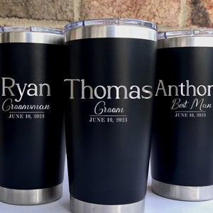 Personalized Groomsmen Engraved 20oz Stainless Steel Tumbler - Groom, Groomsman, Best Man, Father & Ring Bearer Gift