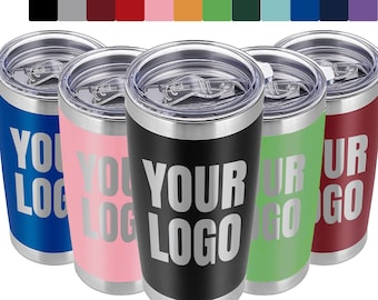 Engraved Tumblers Custom Made w/ Your Logo - Office, Gift Shop, Merchandise, Small Business Branding - 20oz Stainless Steel Tumbler Cups