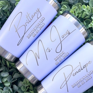 Personalized Bridal Party Engraved 20oz Stainless Steel Tumbler - Bride, Bridesmaids, Maid of Honor, Mother of the Bride, Flower Girl Gift