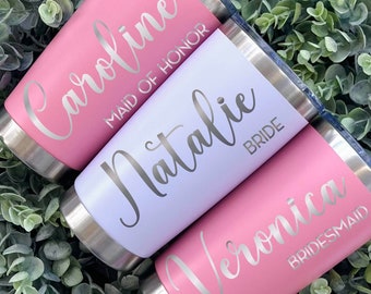 Personalized Bridal Party Engraved 20oz Stainless Steel Tumbler - Bride, Bridesmaids, Maid of Honor, Mother of the Bride, Flower Girl Gift