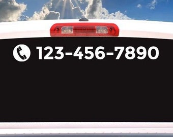 Custom Phone Number Sticker for Vehicle & Window | Vinyl Decal Made to Order | ***Ships Same or Next Day***