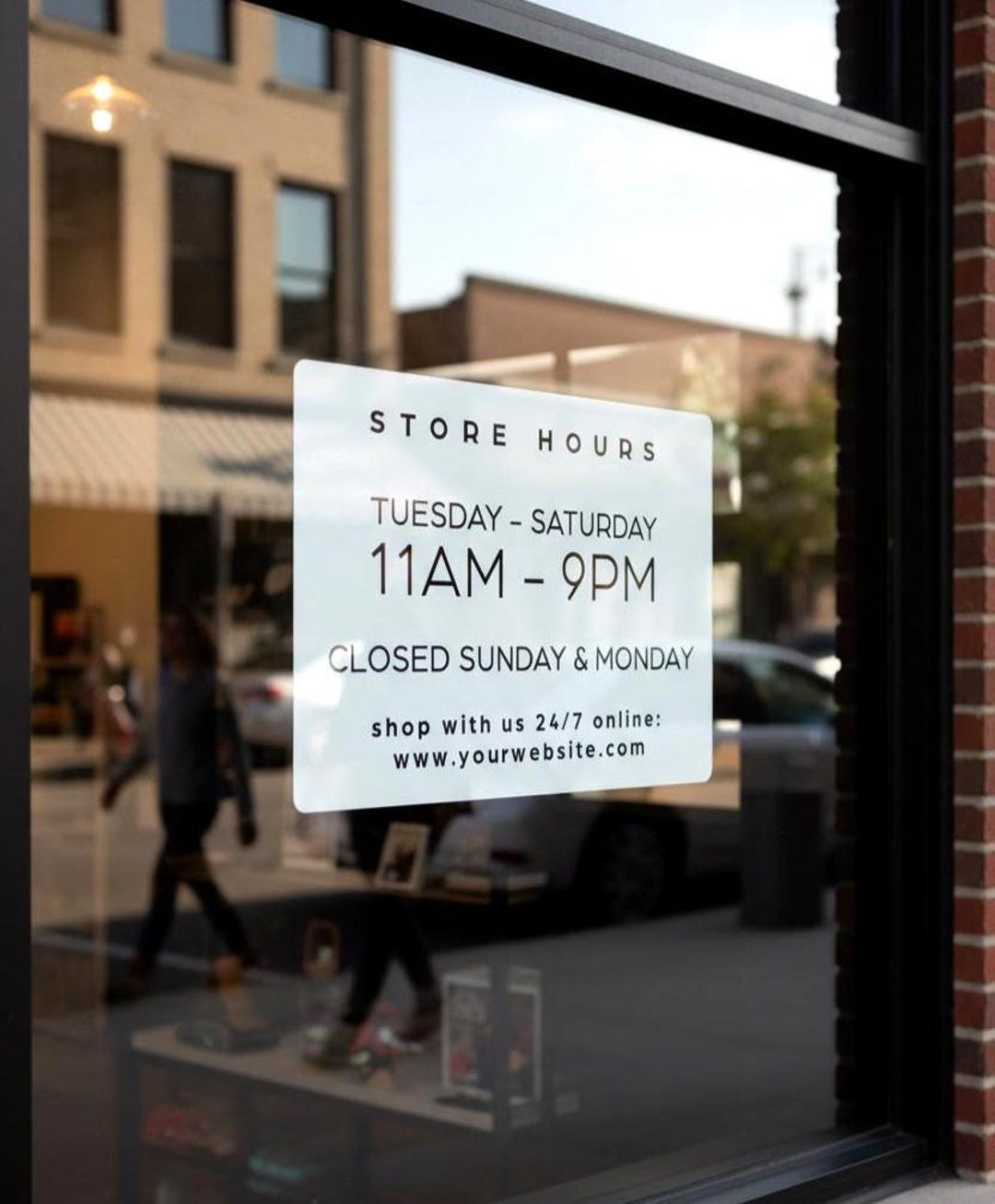 Custom Business Window Sticker | Business Hours & Contact Info ...