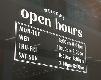 Custom Store Hours Window Decal | Business Vinyl Sticker