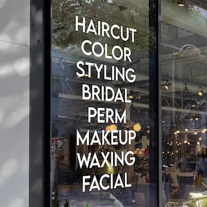 Custom Business Window Decal | Services List Basic | Vinyl Decal for Salon, Spa, Esthetics, Boutique, Shop, Restaurant, Medical Office