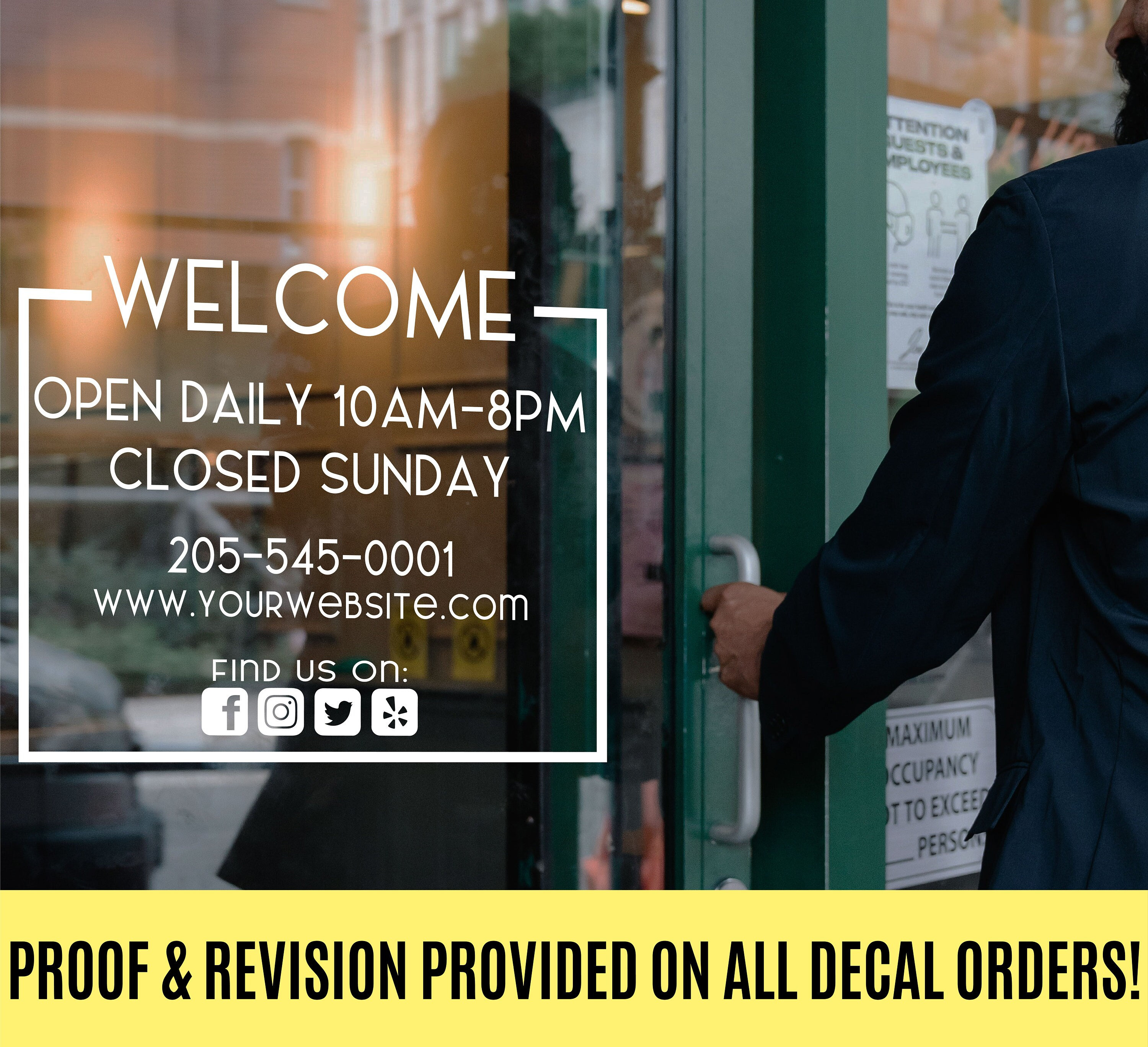 Business Hours for Beaty store - Opening Hours Window Decal for Busine