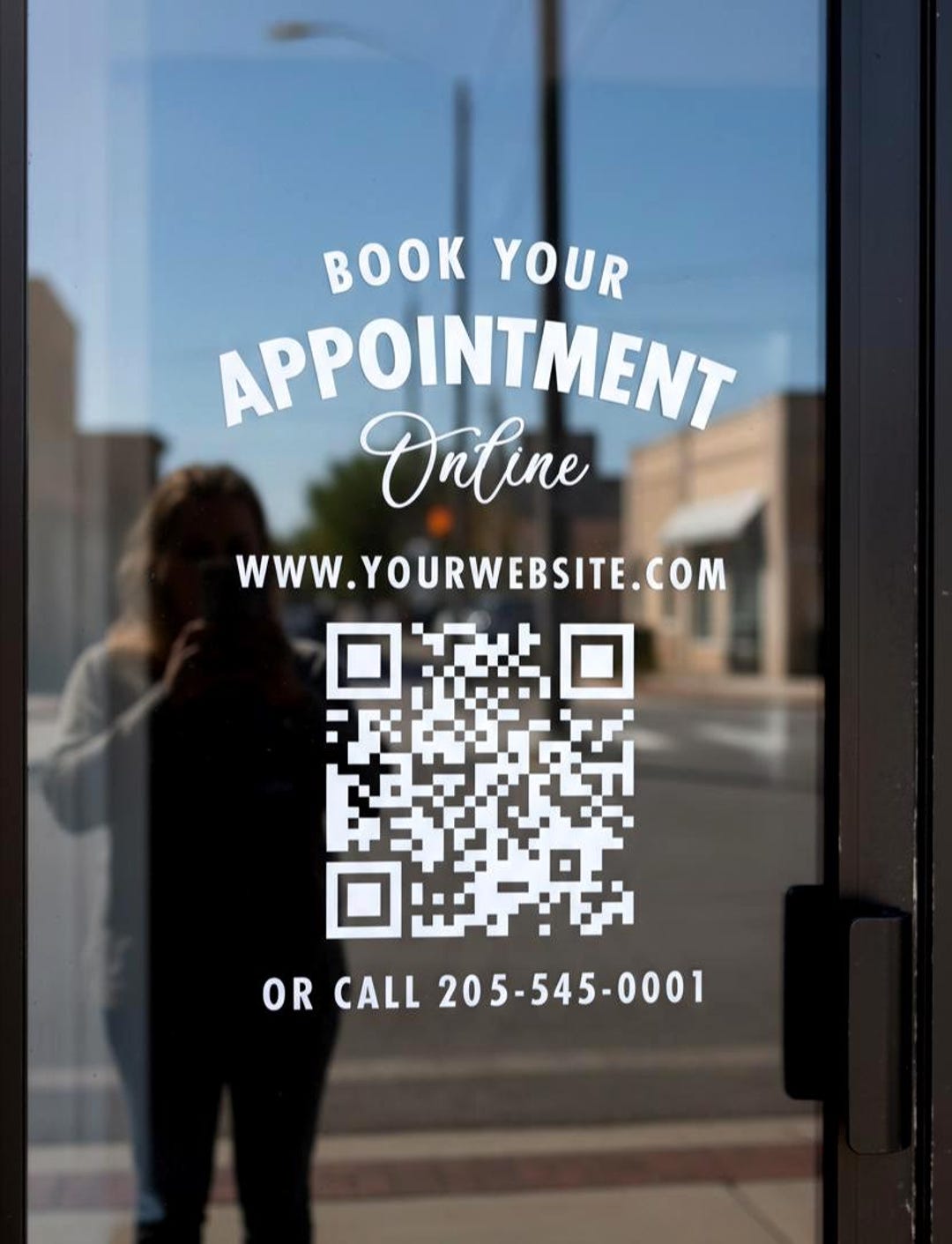 Storefront Window Code List Custom QR Code Storefront Window Vinyl Decal | Appointment Booking Sign ...