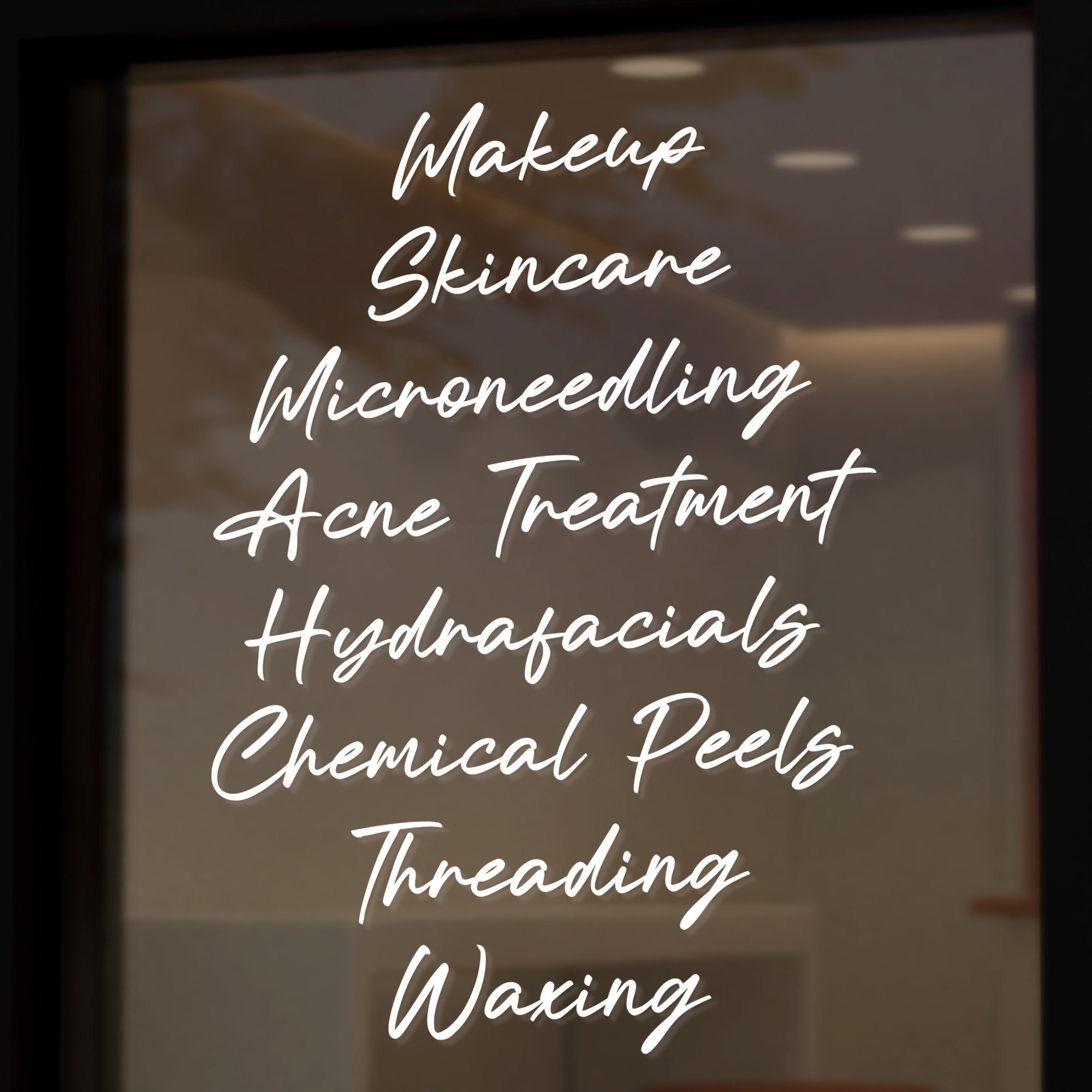 Custom Window Decal | Services List Basic for Business | Vinyl Decal for Salon, Spa, Esthetics, Boutique, Shop, Restaurant, Medical Office