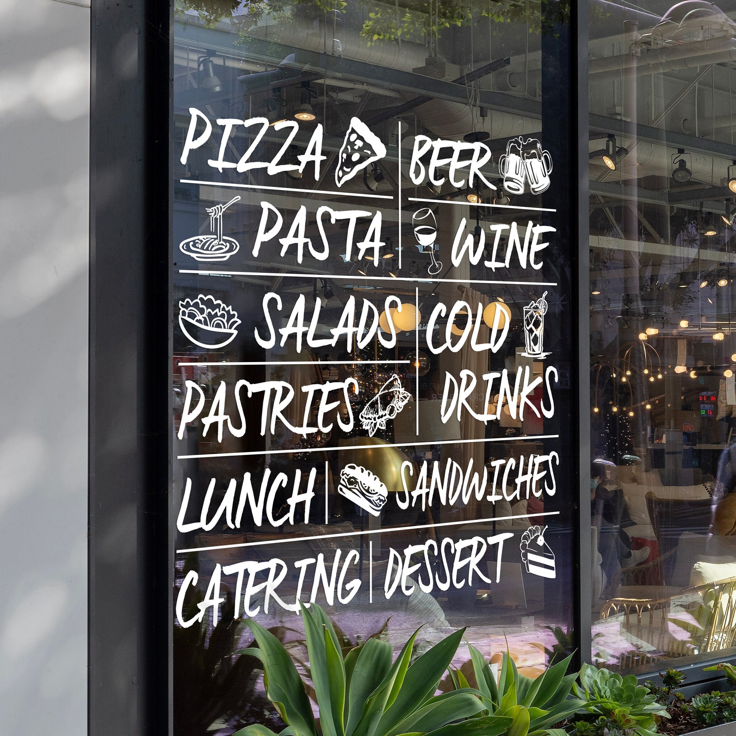 Custom Restaurant & Bakery Window Decal | Menu Items with Imagery | Vinyl Decal 8+ Years
