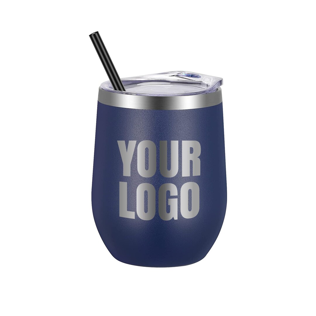 Custom Engraved Logo 12oz Wine Tumbler Small Business Branding Client, Customer, Office Gift
