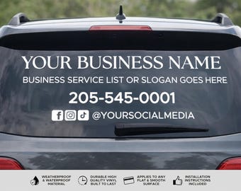 Custom Vinyl Business Decal for Windshield | Car Window Advertisement Sticker