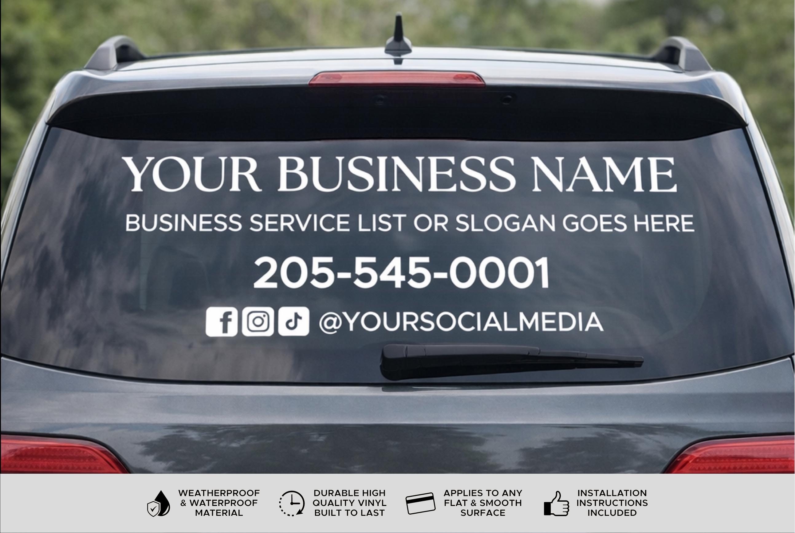 Custom Vinyl Business Decal for Windshield | Car Window Advertisement ...