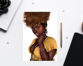 Melanin Beauty Planner Dashboard: Afro Woman Illustration